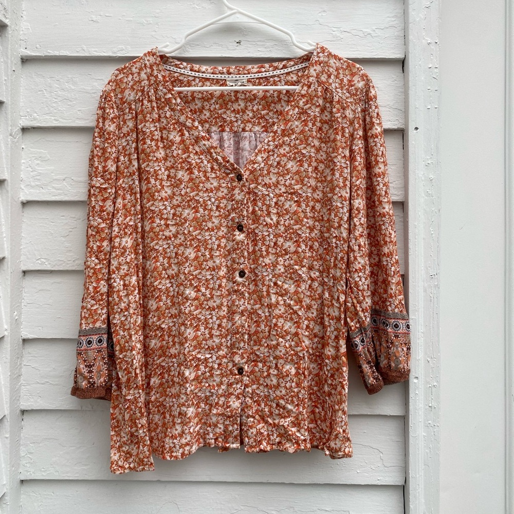 Floral Button-Up Boho Blouse